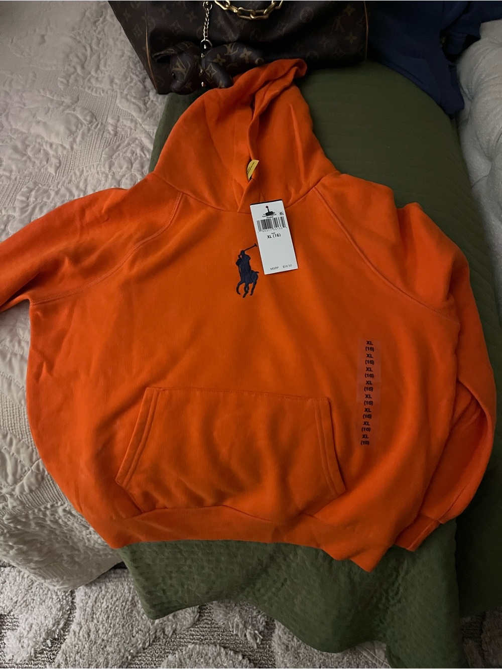 Polo by Ralph Lauren Orange Hooded Sweatshirt with Navy Pony